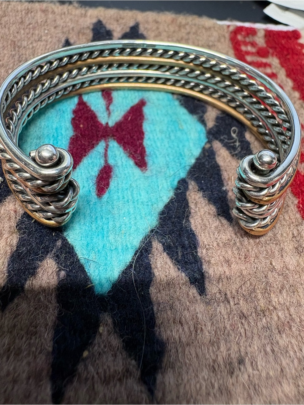 James Avery Two-Tone Twisted Wire Cuff Bracelet - Silver & Bronze